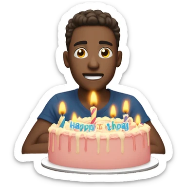 Birthday boy blow out candles sticker