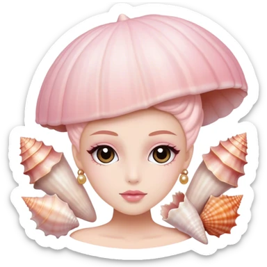 light pink couquette, shells and aesthetic sticker