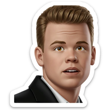 portrait of a boy in white shirt sticker