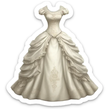Hyper Realistic ornate victorian Wedding dress displays sticker
