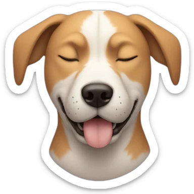 dog head with closed eyes and dog head massage with human hands sticker