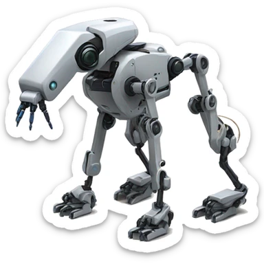 quadruped robot with 4 legs (each leg 3 degree of freedom) and manipulator (robot arm) is attached to robot base  sticker