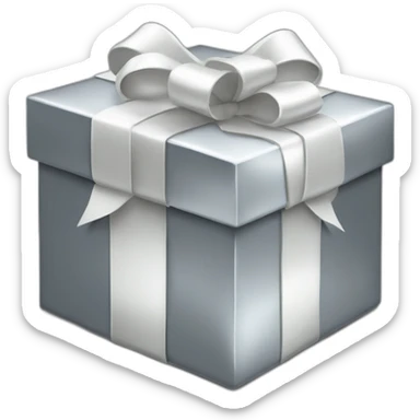 silver gift box with white bow sticker