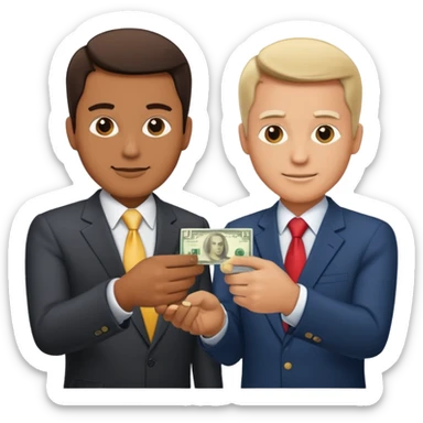 money exchanging between two men (one is a business man and one is a politician) sticker