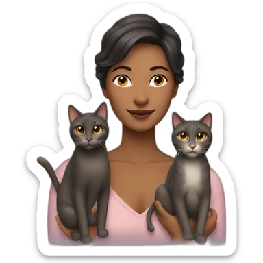 woman and three cats sticker