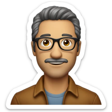 Hombre de 43 años, guapo, cabello castaño ,con gafas, atuendo de otoño sticker