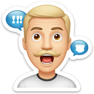 Random guy with a mustache screaming  the word FABIAAAN all in upper case in a Speech bubble  sticker