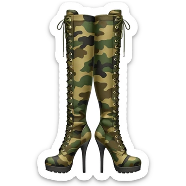 Thigh high army camouflage boots with heels  sticker