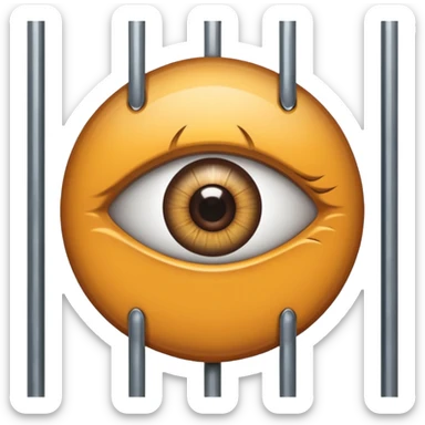 Large eye behind metal bars. sticker