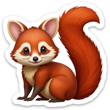 Red-Panda-Cacomistl-Squirrel-Minccino-Emolga-Possum-Potaroo-Wallaby-Bettong-Numbat-Red-Jay-bird-Gryphon-Trico-Furret-hybrid-fusion-Fakémon-animal sticker