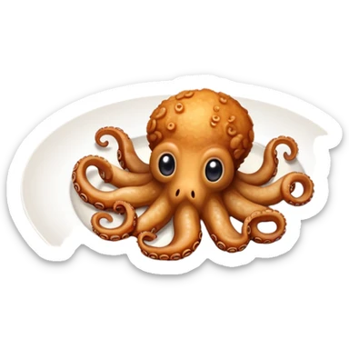 Plate of deep fried baby octopus  sticker