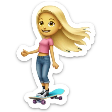 Blond girl on a skateboard  sticker