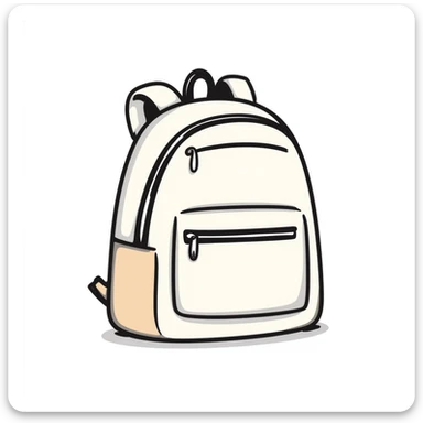 a backpack with pockets, zippers, and straps, in pastel colors dd9fb0, ffc6d3, a3bfc9, c4bee2, f1b091, detailed hand-drawn doodle style sticker