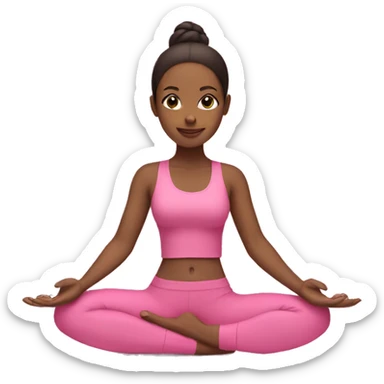 Brunette doing yoga pink outfit  sticker