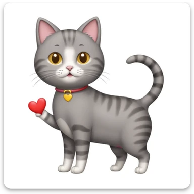 Three legged with back leg missing grey short haired cat farting hearts  sticker