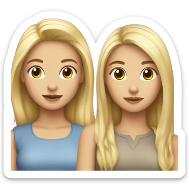A blonde girl and brunette girl sticker