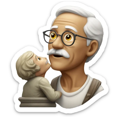 old man in love with a statue sticker