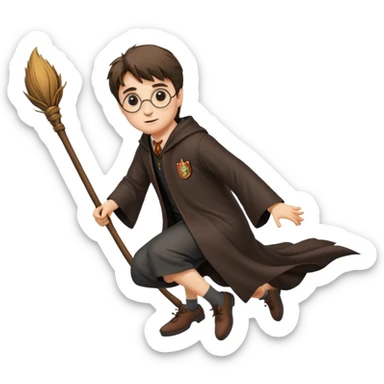 Harry potter flying on a broomstick sticker
