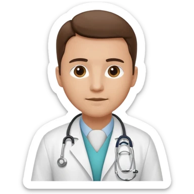 medico con estetoscopio y bata en un hospital sticker