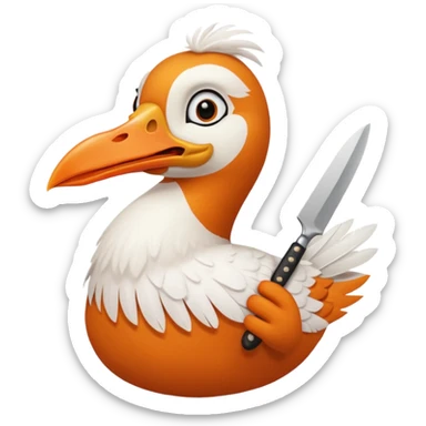 Silly Goose, holding knife in mouth sticker