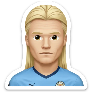 Erling Haaland long hair Manchester City sticker