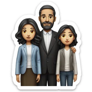 mom, dad, son and daughter of orthodox jews photorealistic serious sticker