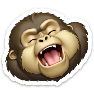 Cinematic Cute Yawning Gorilla Portrait Emoji, Head tilted slightly with a dramatic, wide-open yawn, showcasing a thick, velvety Fur with drowsy, half-closed eyes and a relaxed, open expression, Simplified yet irresistibly adorable features, highly detailed, glowing with a soft, cozy jungle glow, high shine, relaxed yet expressive, stylized with a dash of whimsical primate charm, soft glowing outline, capturing the essence of a drowsy yet affectionate guardian that appears ready to stretch out for a nap! sticker