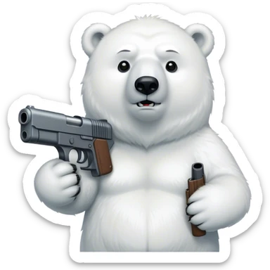 A polar bear with a gun sticker