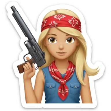Beautiful blonde Long Hair Gangsta girl with a big gun sticker