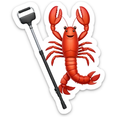 Lobster very happy jumping on pogo stick sticker