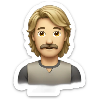 guy with a mustache and mullet sticker