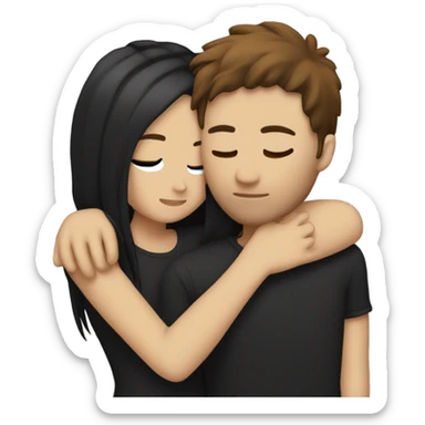 Emo couple hugging brown hair  sticker