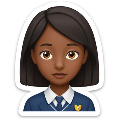 School uniform black girl. Right corner but more upturned nose sticker