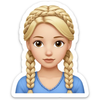 white girl with braided blonde hair  sticker