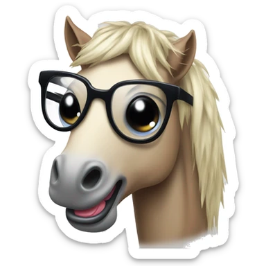 Horse with glasses and tongue stinging out with rock n roll sign  sticker
