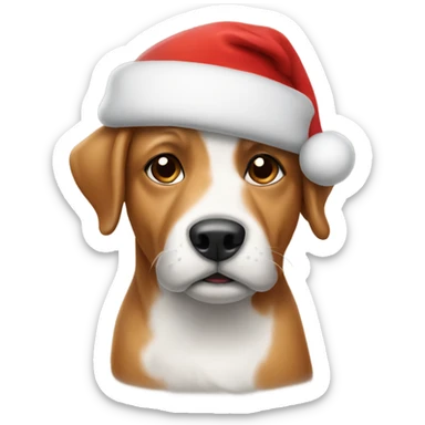 dog wearing a christmas hat sticker