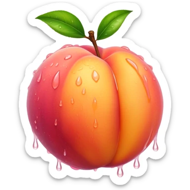 Wet dripping peach sticker