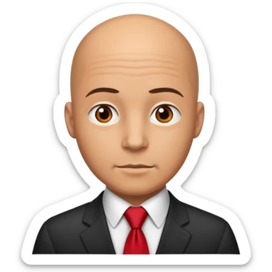 bald with red necktie sticker