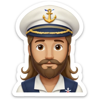 Longhair and beard austrailian sailor wearing Disneyland cap sticker