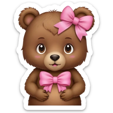 a pregnant girl bear with a pink bow sticker