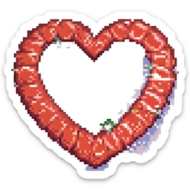 a red heart with a sparkle, pixel art style sticker