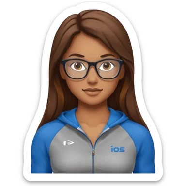 Mujer fitness con lentes y cabello largo sticker