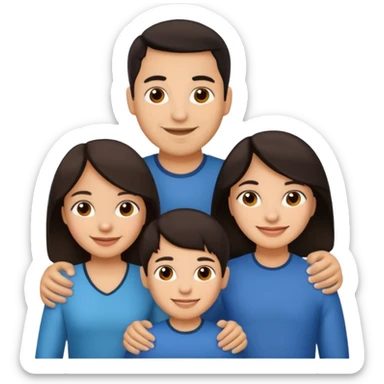 Light skin dark hair, Hispanic family of 6 sticker