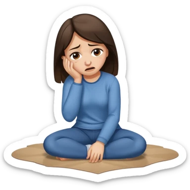 A brunette women crying on floor sticker