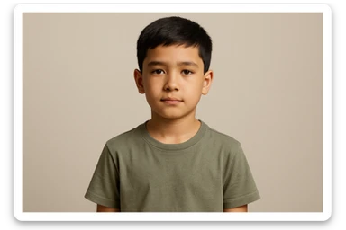 menga 10 11 yoshli bolani tasvirlab ber orqa fonda hech qanday narsa bo'lmasin va u bola o'zbek bo'lsin hech qanday milliy liboslarsiz sticker