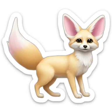 Un fennec blanc et un noeud papillon rose sticker
