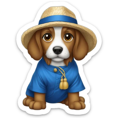 cachorro com chapéu do nordeste brasileiro igual de luiz gonzada com uma blusa azul sticker