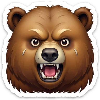 rough grizzly bear with a big nasty scar across his face, violent sticker