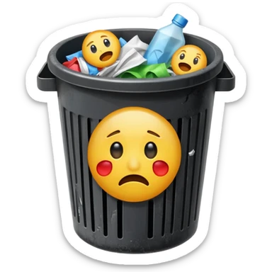 put an emoji into a trash bin. show just the emoji in a trash bin sticker