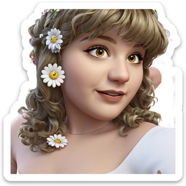 girl with flower hair ornament sticker